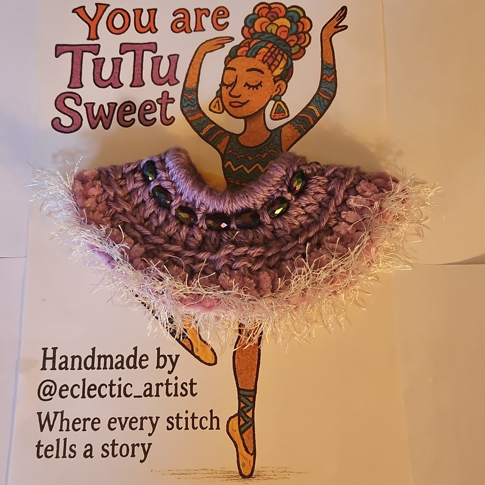 Balletcore Tutu Scrunchie Handmade Purple Ballerina Bun accessory Upcycled Beads - Picture 7 of 17
